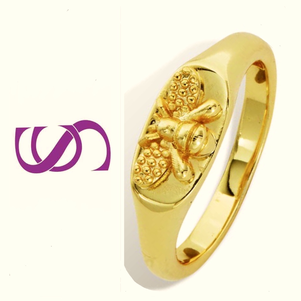 14k Gold Plated Bee Signet Ring 53$